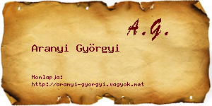 Aranyi Györgyi névjegykártya