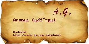 Aranyi Györgyi névjegykártya